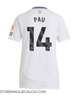 Aston Villa Pau Torres #14 Maglia Gara Trasferta Repliche 2024-25 Donna Maniche Corte Aston Villa Pau Torres #14 Maglia Gara Trasferta Repliche 2024-25 Donna Maniche Corte